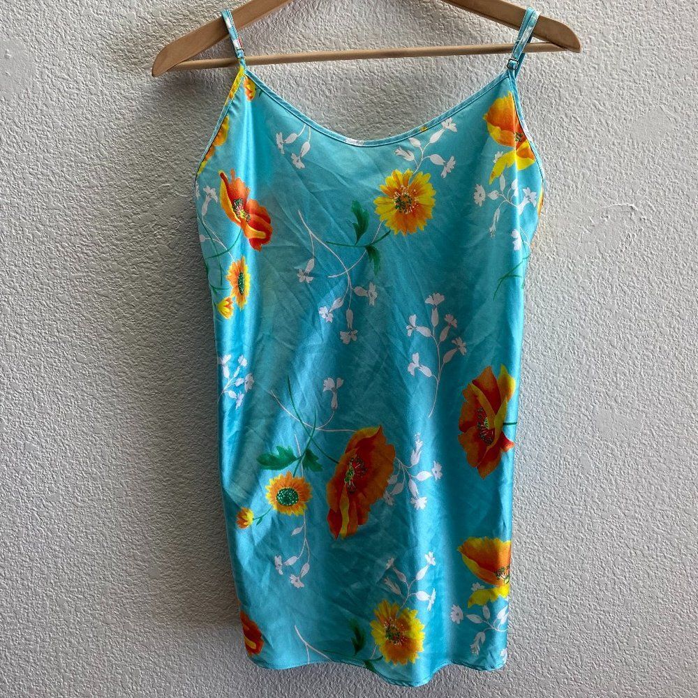 Vintage Victoria's Secret Floral Nightgown Nightie Blue Medium 100% Polyester